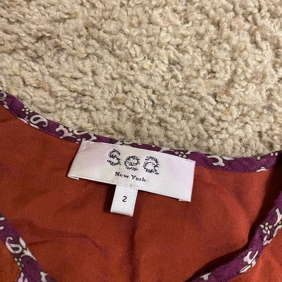 SEA NEW YORK WOMENS PURPLE/BURNT ORANGE PRINTED MINI DRESS SIZE 2 - Picture 5 of 8